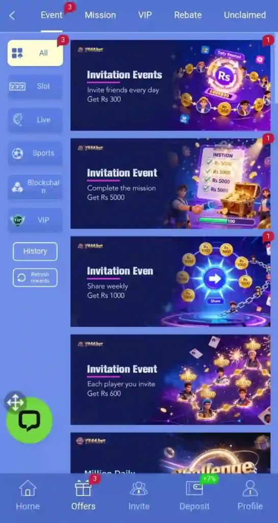 bonuses of y444 game