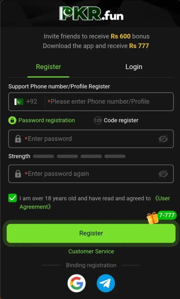 registration of PKRFun Game